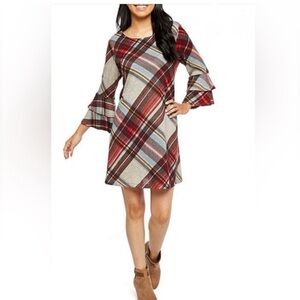 R&K Multicolor Plaid Long Sleeve Dress